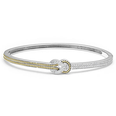 TWO TONE KNOT DIAMOND CUFF BRACELET - Tapper's Jewelry 