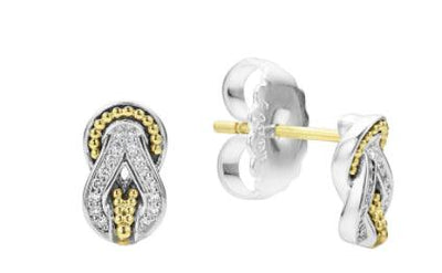 TWO TONE KNOT DIAMOND STUD EARRINGS - Tapper's Jewelry 
