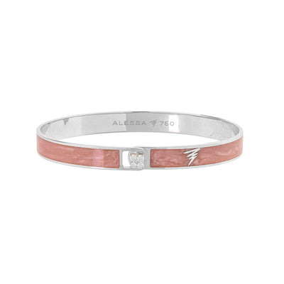 WHITE GOLD PINK ENAMEL BRACELET WITH DIAMONDS - Tapper's Jewelry 